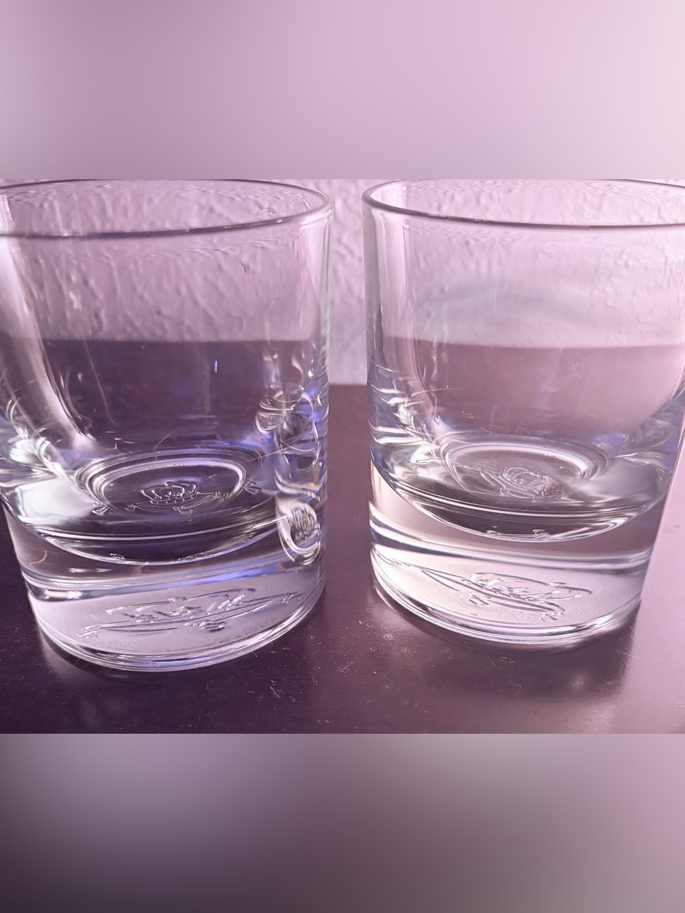Crown Royal Lowball Glasses, Vintage, Impressed Logo On Bottom, Set of 2